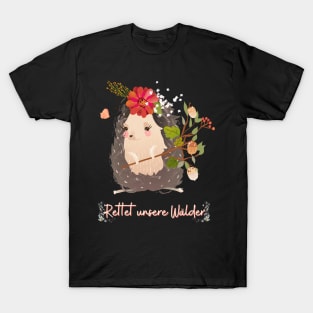 Igel Wald Retten Prinzessin Blumen Süß T-Shirt